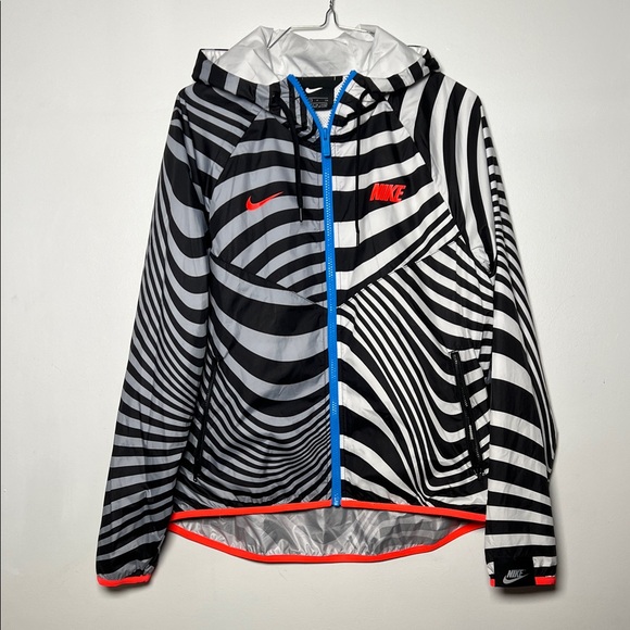 Nike Jackets & Blazers - Nike Black & White Swirl Zip Hoodie with Blue & hot pink Accents